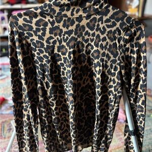 J.Crew Retail Black Label Leopard Print Turtleneck - Size M - Premium Quality